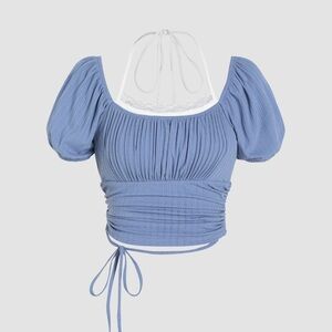 Cider Blue Puff Sleeve Blouse